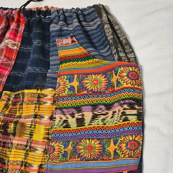 Guatemalan Boho Multicolor Multipattern Unisex Artsy Pants Woven Embroidery Uniq - Picture 13 of 15